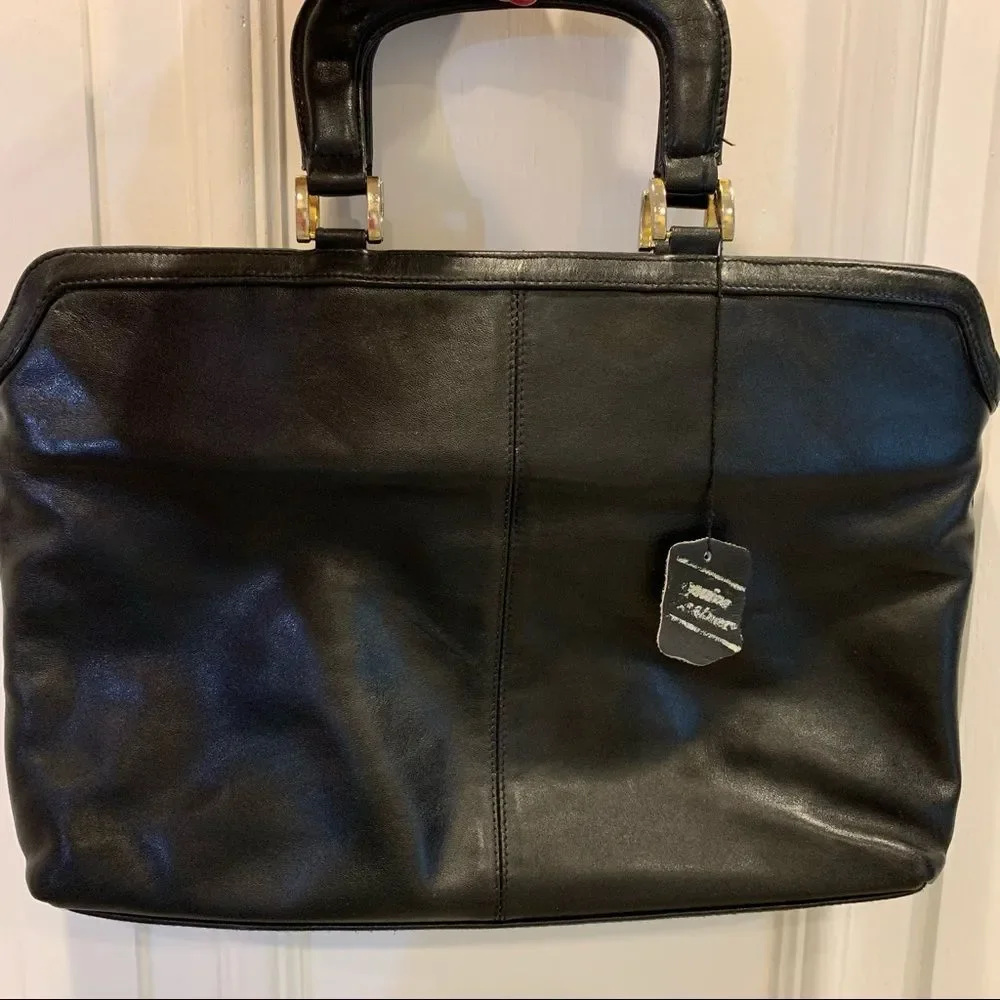 Giant Bernini‎ Black Leather Briefcase